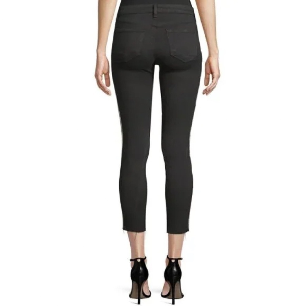 L'AGENCE | Margot Rhinestone Crystal-Stripe High-Rise Skinny Jeans in Black | 25 - Picture 7 of 14